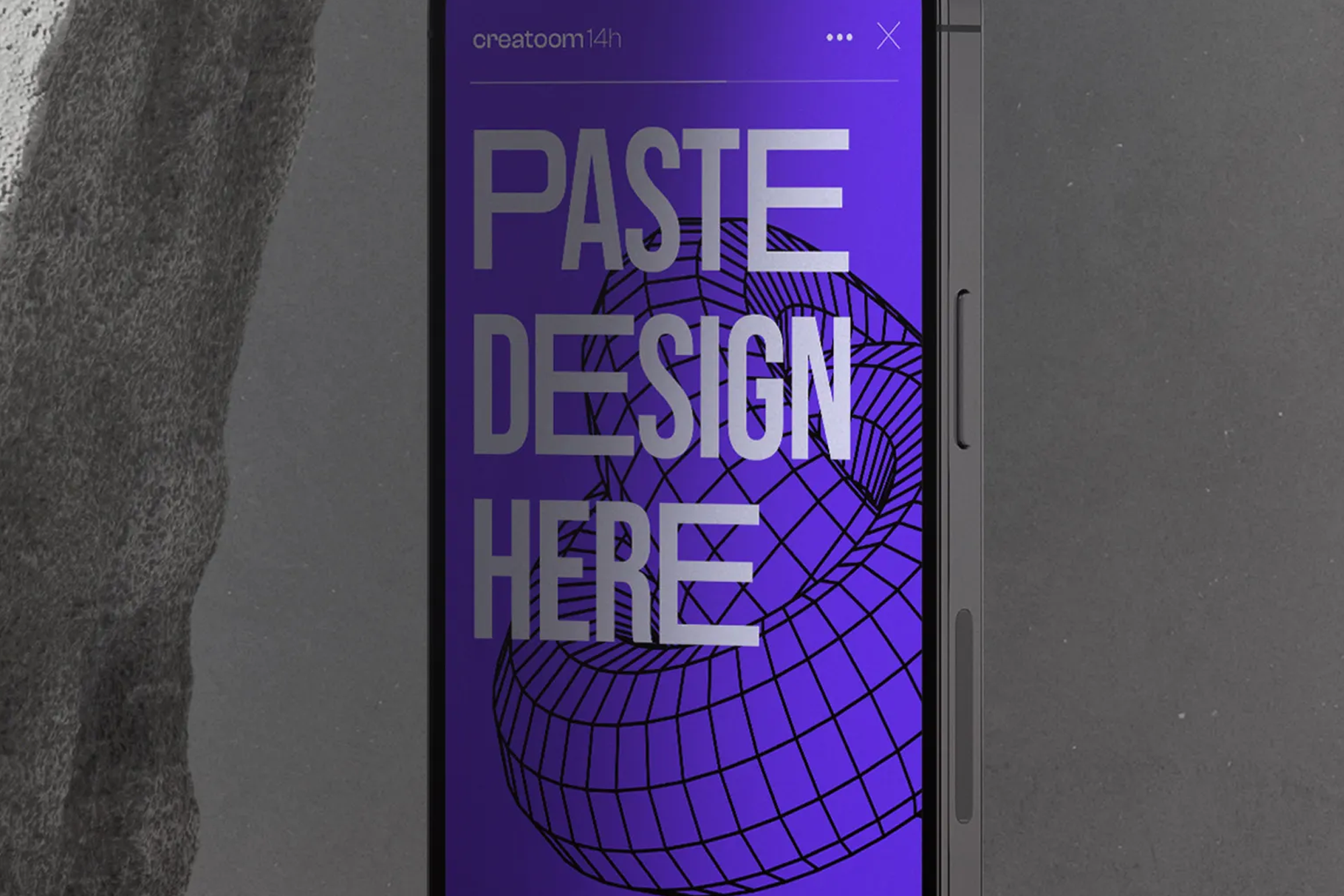 a close up of a cell phone with the the text "paste design here"